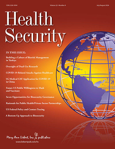 Health Security journal, cover of Volume 22