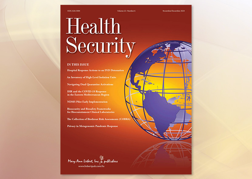 Health Security Journal, November/December 2024